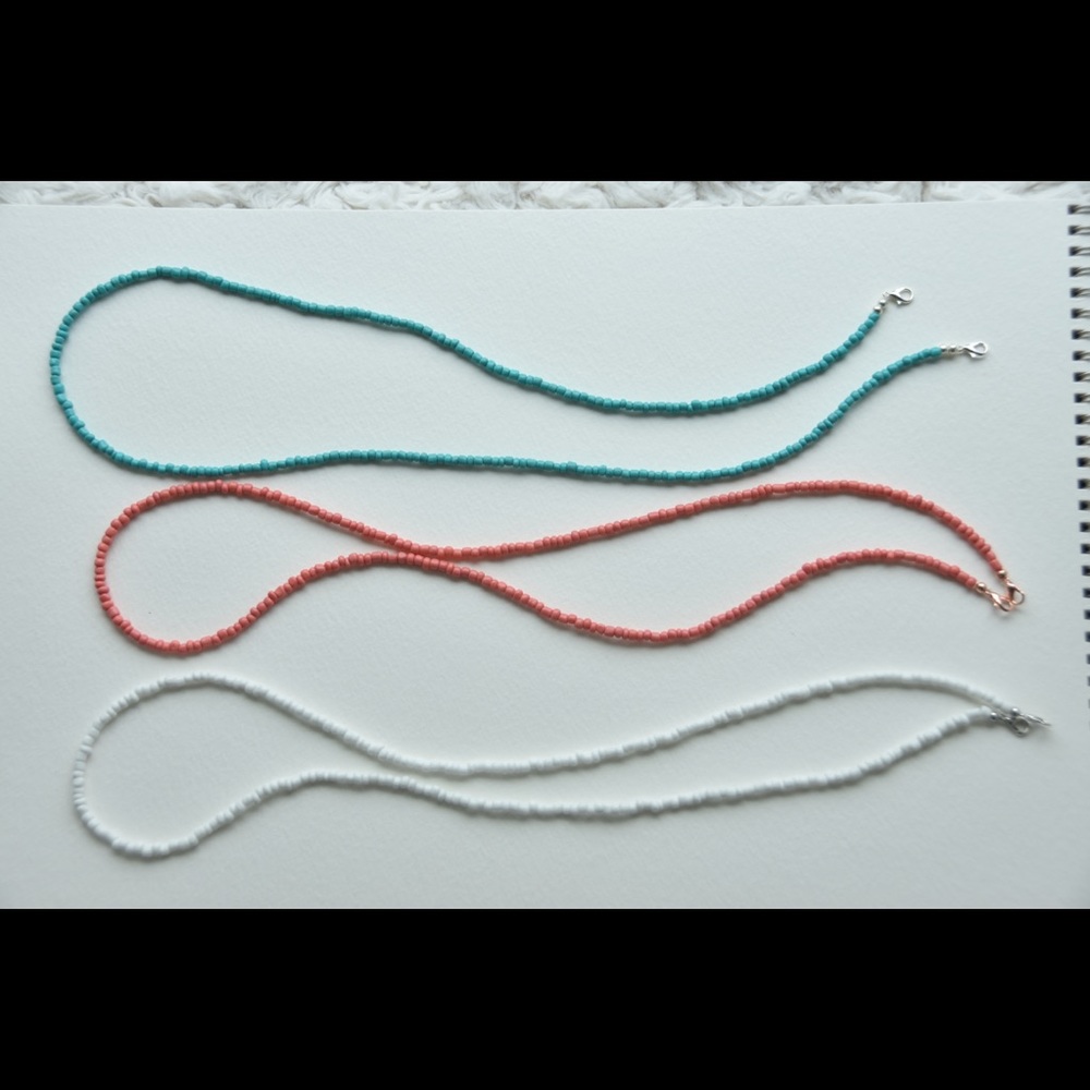 Bundle of 3 Glass Beaded Face Mask Lanyards/Chains